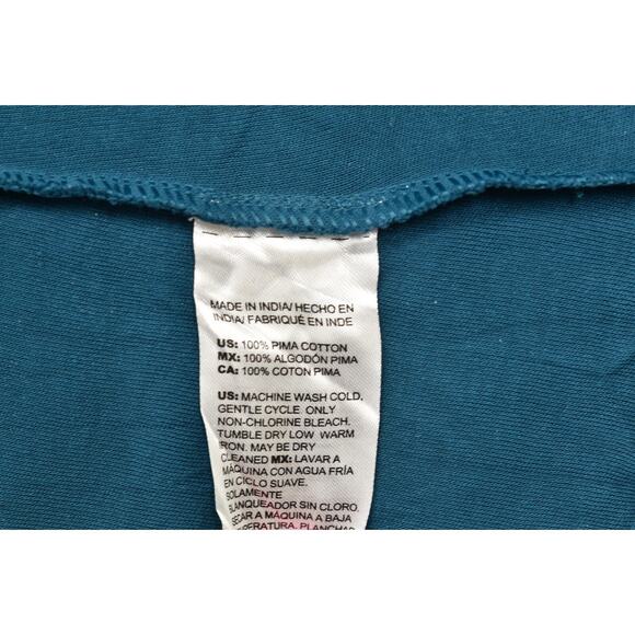 Chico's Size 3 Blue Pima Cotton Blouse - Preowned Mock Neck US Size XL - Picture 2 of 8